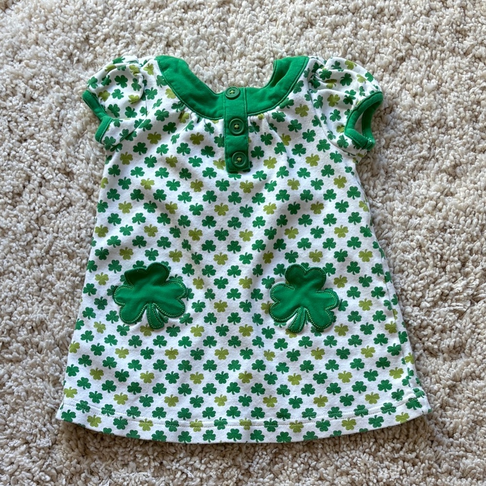 Carter’s St. Patrick’s Day Green Shamrock Pocket Dress Baby Girls 12 Month